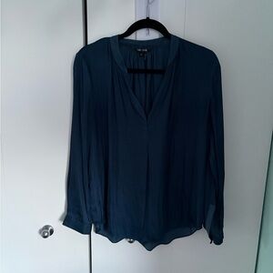 NIC+ZOE Deep Navy V-Neck Long-Sleeve Blouse
